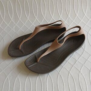 Crocs Sexi Flip Women Sandals ~ Bronze/Espresso ~ W10 ~ Pre-owned